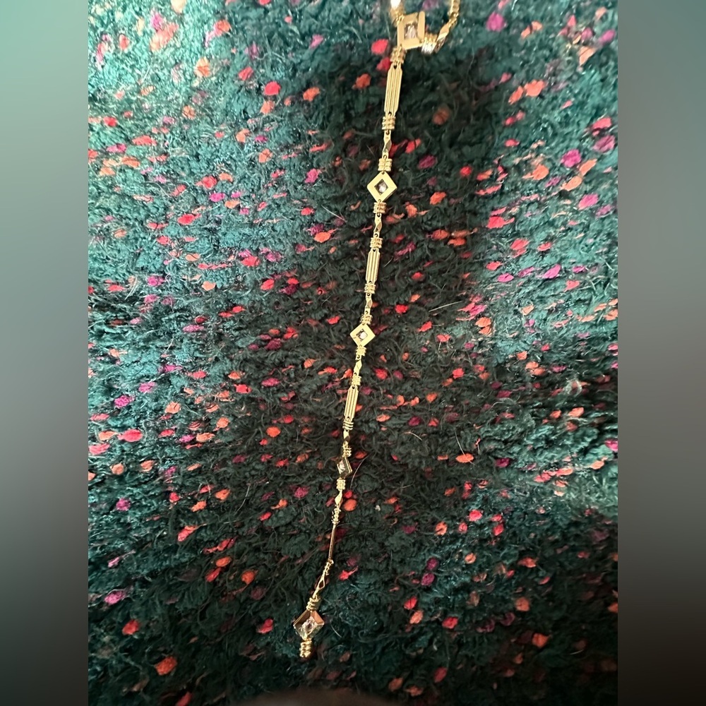 ‼️RARE‼️🎸ANTHROPOLOGIE🎸🔥NWT🔥Drippy Crystal Y-Neck Necklace 💫(very Art Deco)💫 - Picture 15 of 16